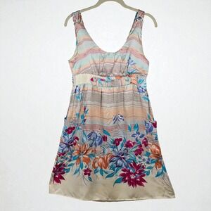Yumi Kim Silk Dress Woman Small Babydoll Y2K Floral  Colorful Beachy Whimsycal